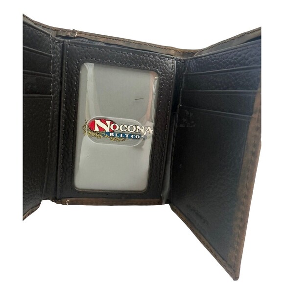 Nocona Men’s Western Trifold Wallet Leather Embroidered Stitch Brown New - Picture 9 of 12
